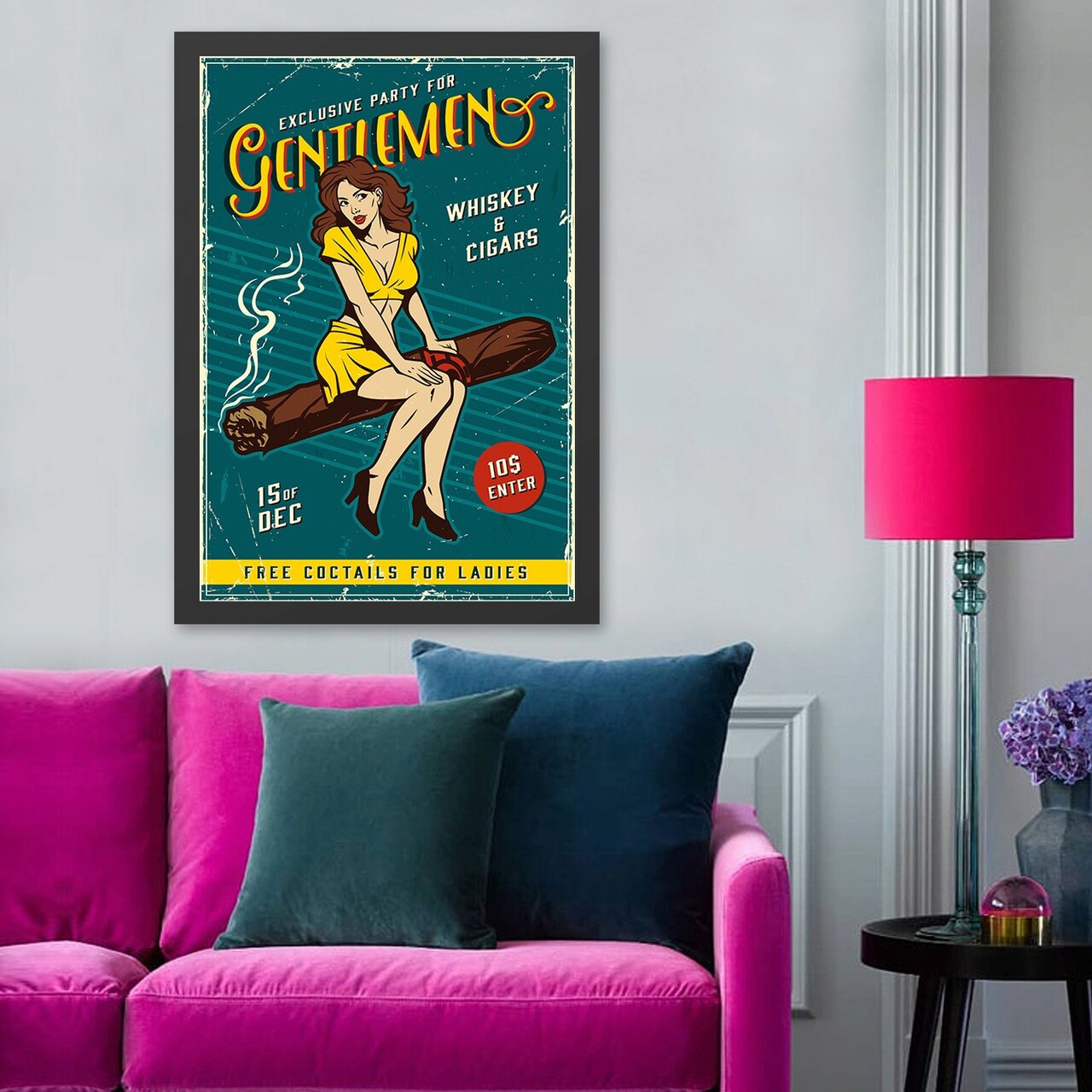 Tablou decorativ, Whiskey &amp; Cigars (40 x 55), Polistiren, Multicolor - imagine 3